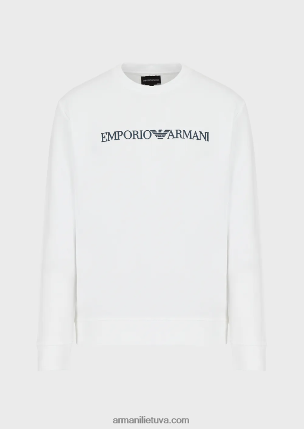 vyrų baltas Armani modal-blend megztinis su logotipu 02482X1602