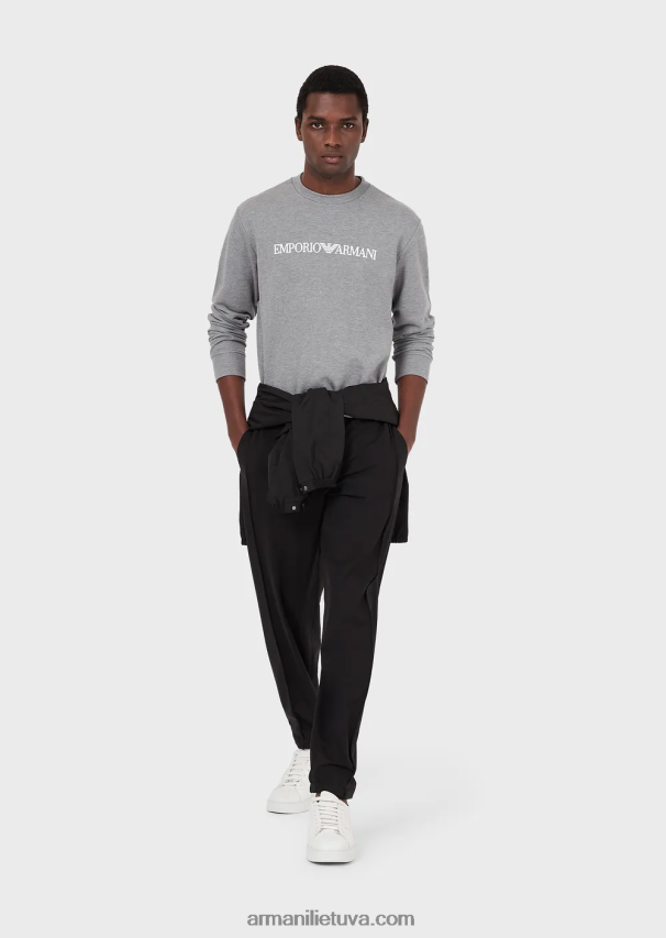 vyrų baltas logotipas Armani modal-blend megztinis su logotipu 02482X1601