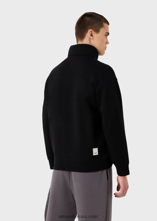 vyrų juodas Armani Kelionių reikmenys, dvigubo megztinio megztinis su pilnu užtrauktuku 02482X1380