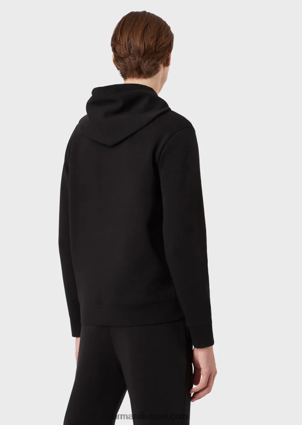 vyrų juodas Armani megztinis su gobtuvu su mikro logotipu 02482X1388