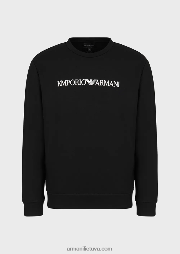 vyrų juodas Armani modal-blend megztinis su logotipu 02482X1596