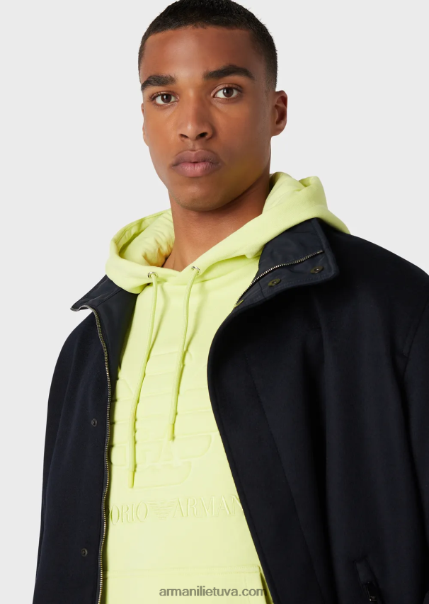 vyrų laimo žalia Armani megztinis su gobtuvu su reljefiniu oversize ereliu 02482X1576