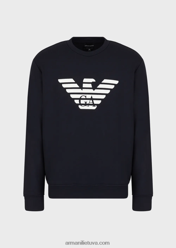 vyrų mėlynas logotipas Armani modal-blend megztinis su logotipu 02482X1597