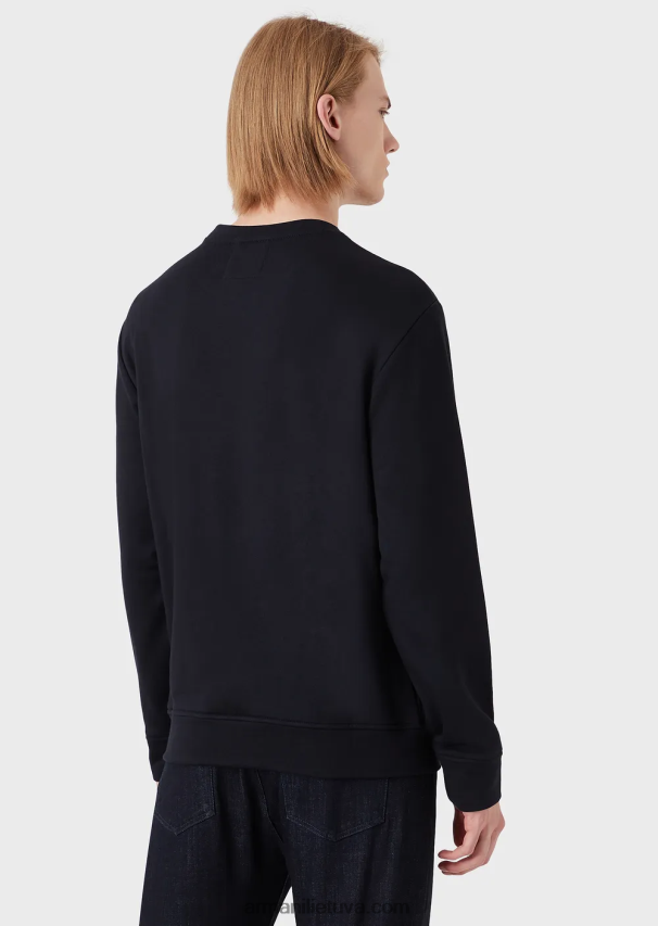 vyrų mėlynas logotipas Armani modal-blend megztinis su logotipu 02482X1597