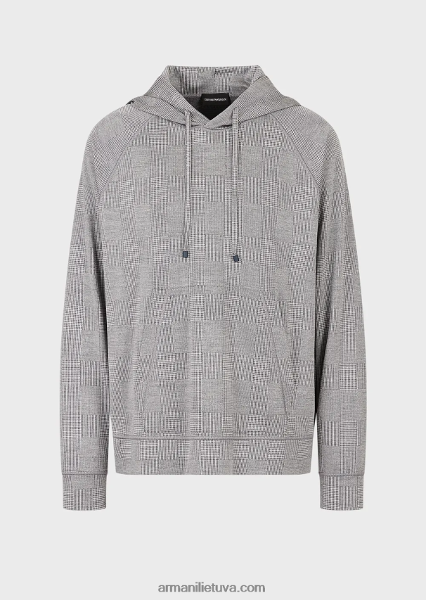 vyrų pilka Armani Velso princo eukalipto vilnos mišinio džemperis 02482X1583