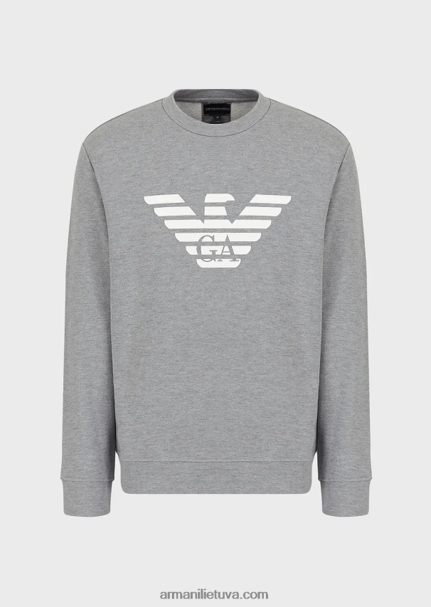 vyrų pilkas logotipas Armani modal-blend megztinis su logotipu 02482X1600