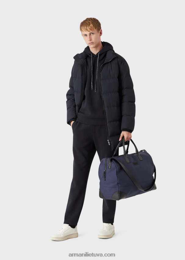 vyrų tamsiai mėlyna Armani megztinis su gobtuvu su mikro logotipu 02482X1387