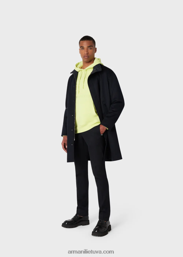 vyrų tamsiai mėlyna Armani megztinis su gobtuvu su reljefiniu oversize ereliu 02482X1575