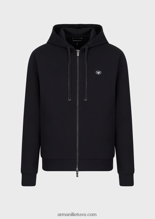 vyrų tamsiai mėlyna Armani megztinis su gobtuvu su užtrauktuku ponte-di-roma 02482X1442