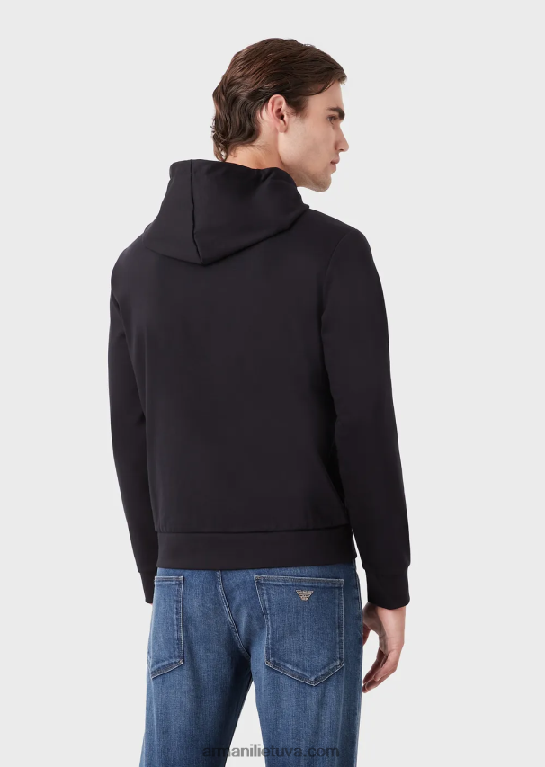 vyrų tamsiai mėlyna Armani megztinis su gobtuvu su užtrauktuku ponte-di-roma 02482X1442