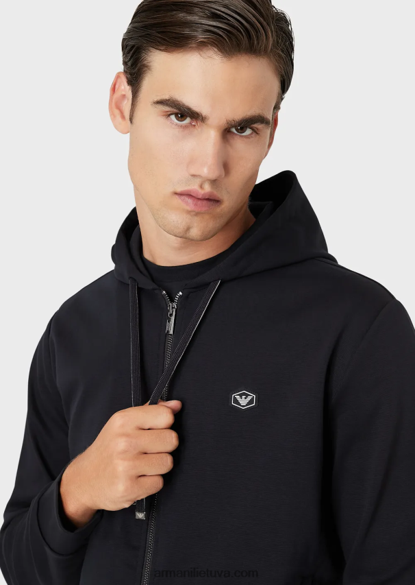 vyrų tamsiai mėlyna Armani megztinis su gobtuvu su užtrauktuku ponte-di-roma 02482X1442