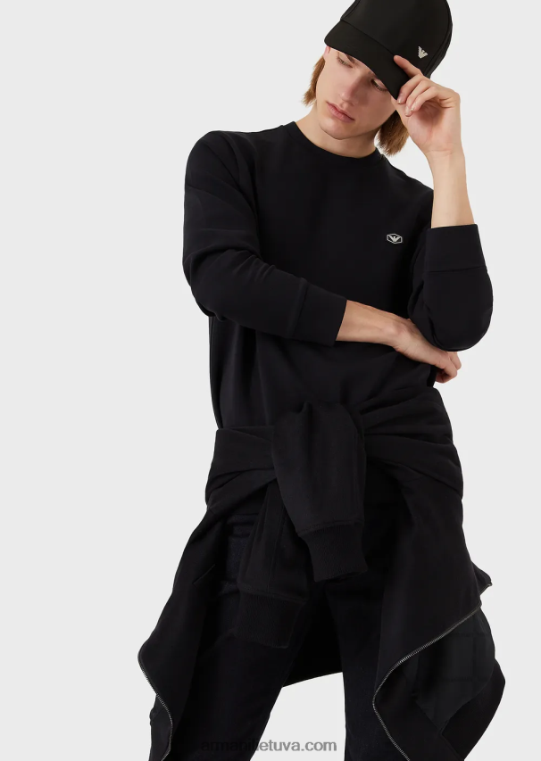 vyrų tamsiai mėlyna Armani megztinis su įtemptu kaklu su mikro logotipu 02482X1430