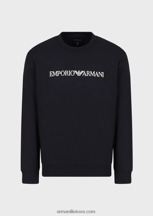 vyrų tamsiai mėlyna Armani modal-blend megztinis su logotipu 02482X1598