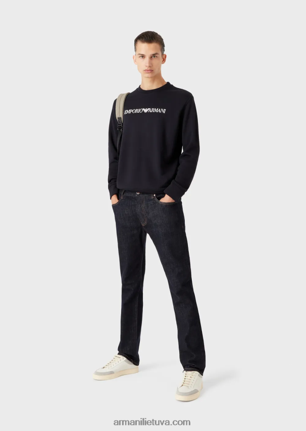 vyrų tamsiai mėlyna Armani modal-blend megztinis su logotipu 02482X1598