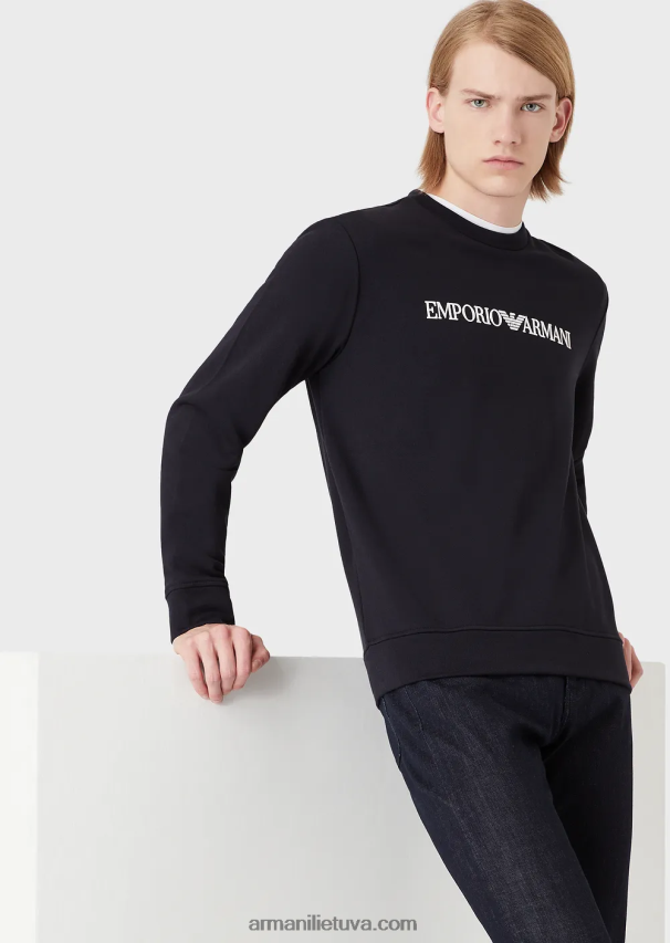 vyrų tamsiai mėlyna Armani modal-blend megztinis su logotipu 02482X1598