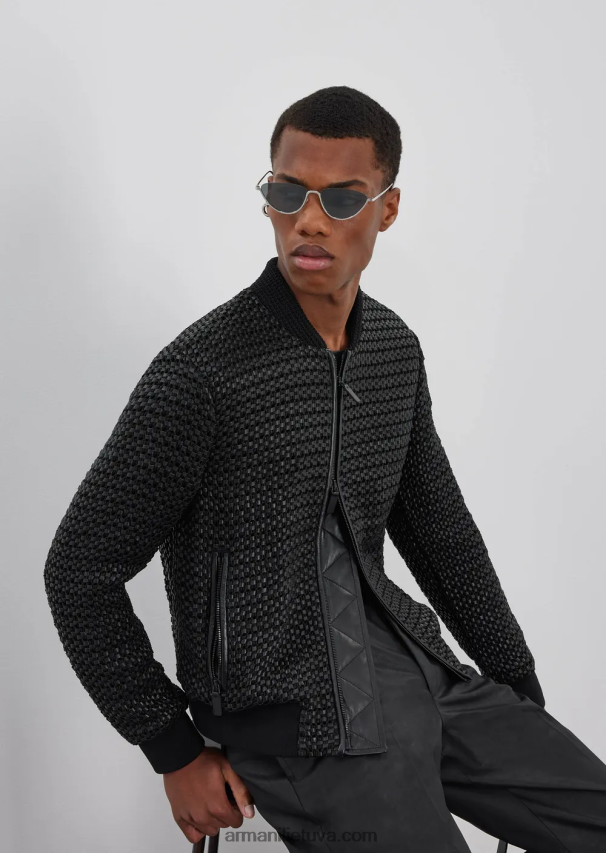 vyrųArmani ėriuko odos nappa odos palaidinė su austa 3d efektu 02482X1292