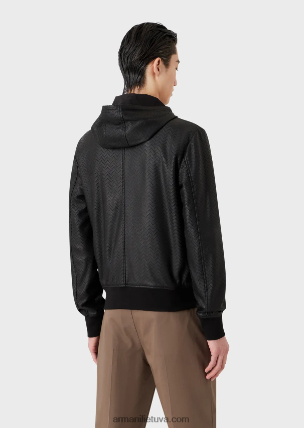 vyrųArmani striukė su gobtuvu nappa ir avinėlio odos su ševrono iškirpimo efektu 02482X1290