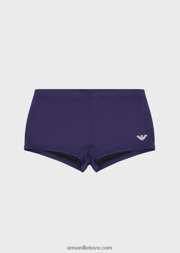 vyrų avio Armani Maudymosi kostiumėlis iš perdirbto mikropluošto kvadratinių kojų su išsiuvinėtu ereliu 02482X1002