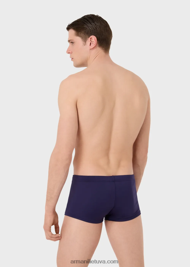 vyrų avio Armani Maudymosi kostiumėlis iš perdirbto mikropluošto kvadratinių kojų su išsiuvinėtu ereliu 02482X1002