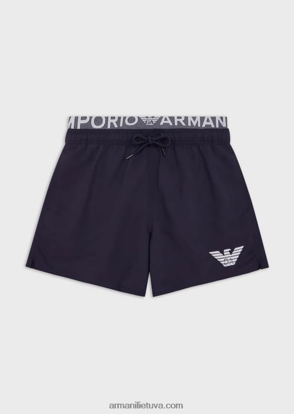 vyrų avio Armani perdirbto audinio maudymosi kelnaitės su raišteliu ir logotipu 02482X994