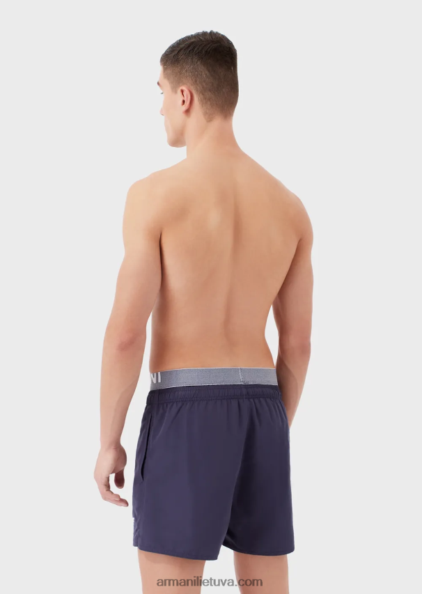 vyrų avio Armani perdirbto audinio maudymosi kelnaitės su raišteliu ir logotipu 02482X994