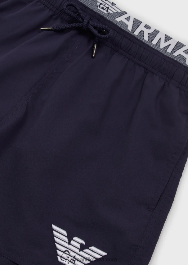 vyrų avio Armani perdirbto audinio maudymosi kelnaitės su raišteliu ir logotipu 02482X994