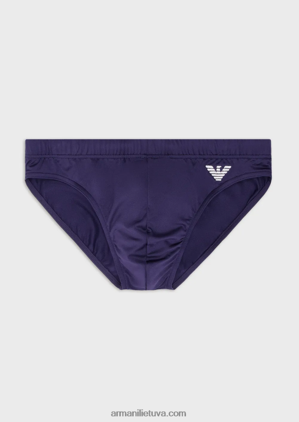 vyrų avio Armani perdirbto mikropluošto maudymosi kelnaitės su išsiuvinėtu ereliu 02482X1004