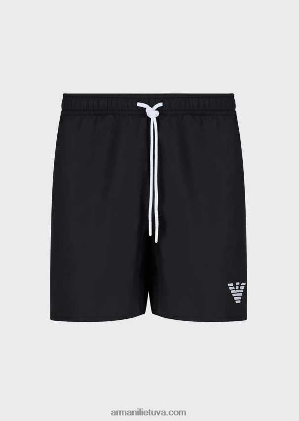 vyrų juodas Armani būtini maudymosi šortai su virvelėmis 02482X992