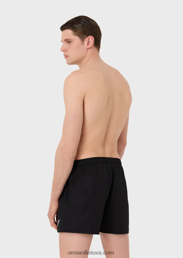 vyrų juodas Armani būtini maudymosi šortai su virvelėmis 02482X992