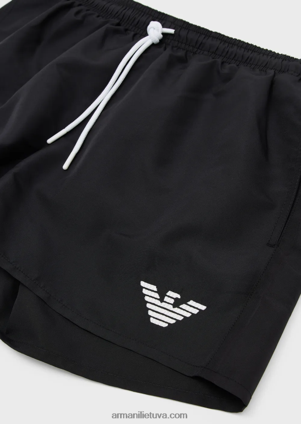 vyrų juodas Armani būtini maudymosi šortai su virvelėmis 02482X992