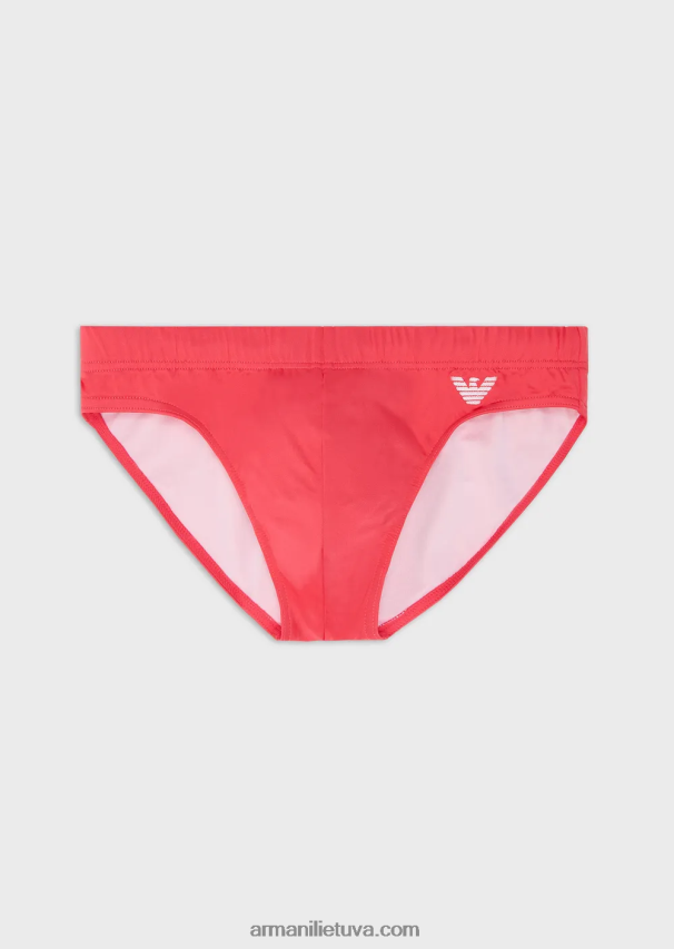 vyrų koralas Armani perdirbto mikropluošto maudymosi kelnaitės su išsiuvinėtu ereliu 02482X1005