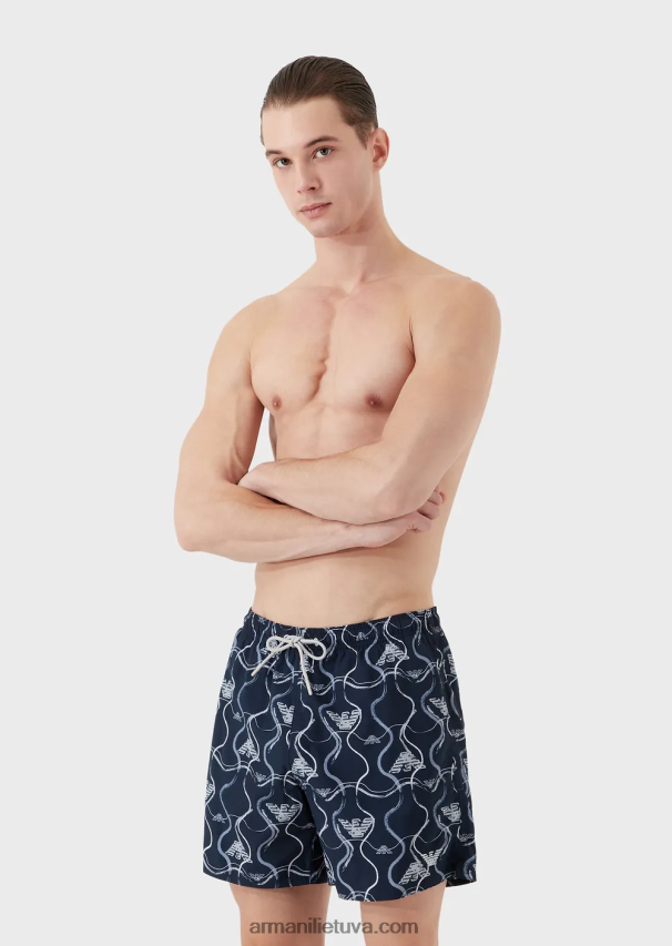 vyrų modelis Armani maudymosi kelnaitės su raišteliu ir grafiniu raštu 02482X983