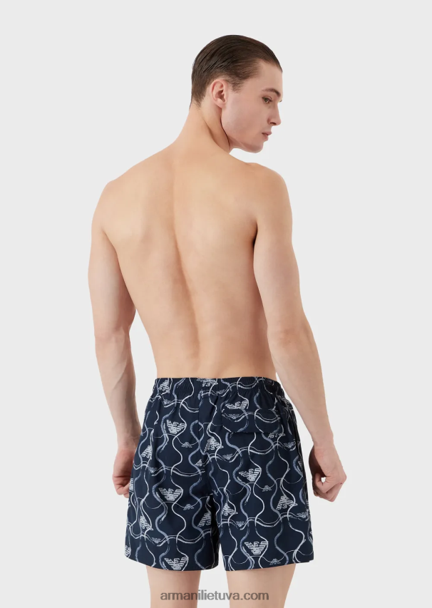 vyrų modelis Armani maudymosi kelnaitės su raišteliu ir grafiniu raštu 02482X983