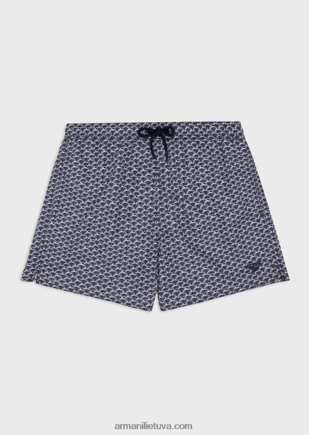 vyrų modelis Armani maudymosi kelnaitės su raišteliu ir visame mikro raštu 02482X997