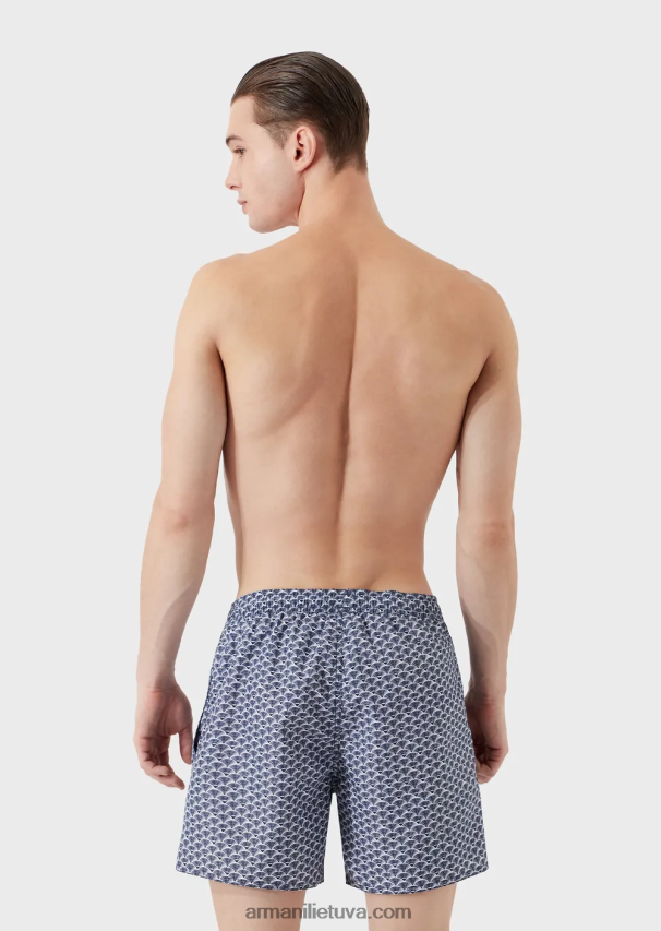 vyrų modelis Armani maudymosi kelnaitės su raišteliu ir visame mikro raštu 02482X997