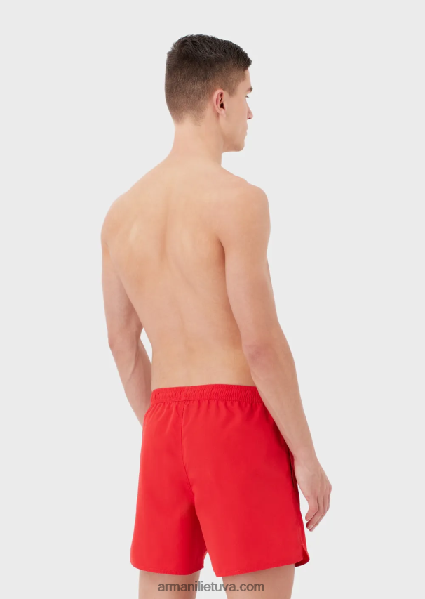 vyrų raudona Armani kilpinės maudymosi kelnaitės su raišteliu ir erelio pleistru 02482X993