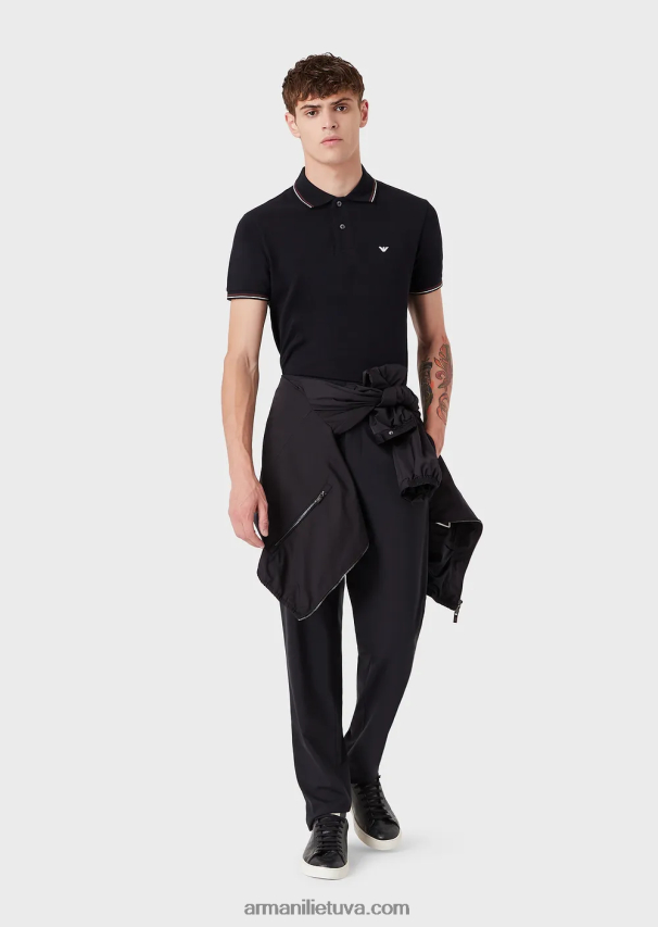 vyrų Verde scuro 1 Armani tamprūs pique polo marškinėliai su mikro ereliu 02482X1555