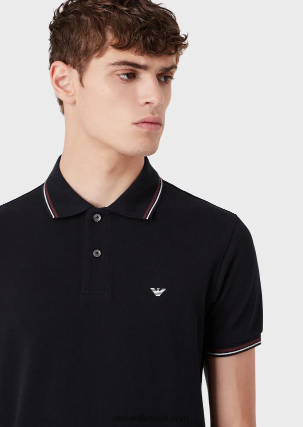 vyrų Verde scuro 1 Armani tamprūs pique polo marškinėliai su mikro ereliu 02482X1555