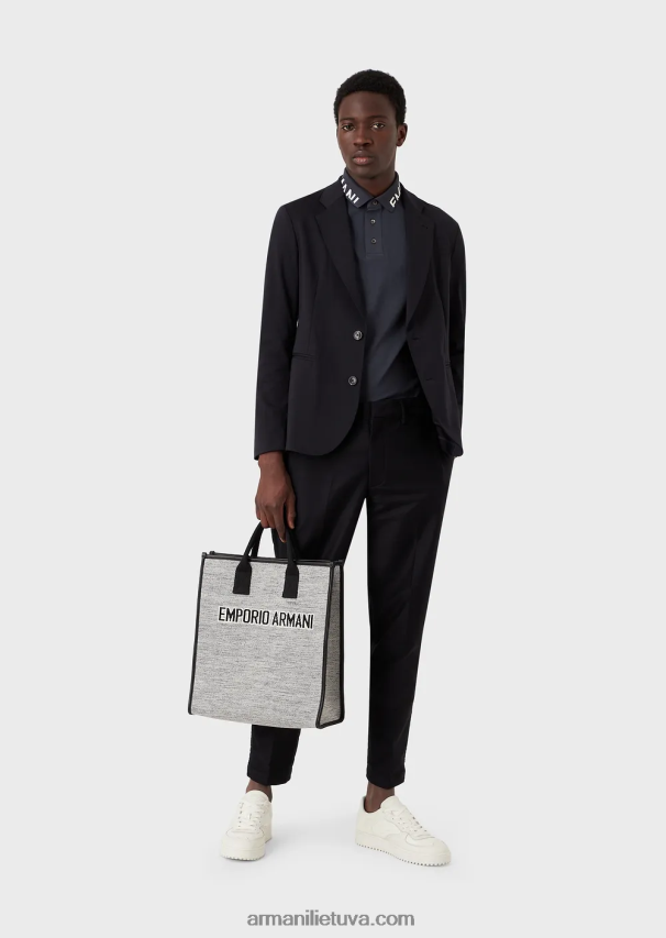 vyrų avio Armani merserizuoti pique polo marškinėliai su logotipo apykakle 02482X1528