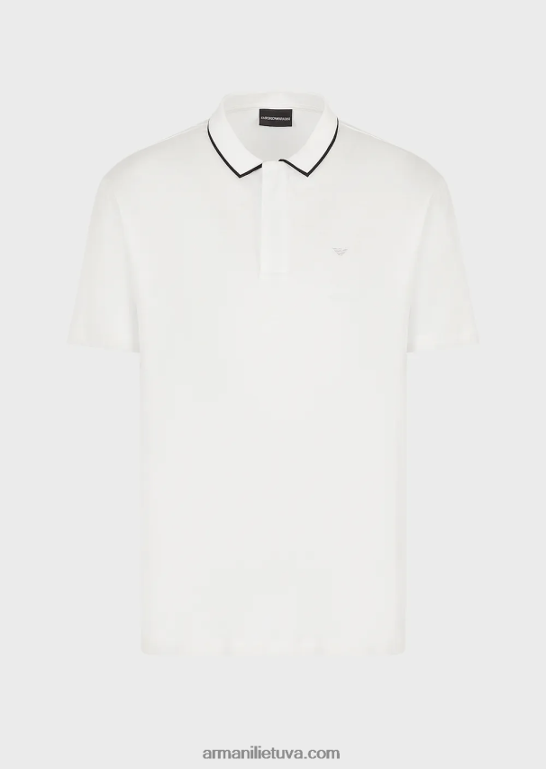 vyrų baltas Armani Kelionių reikmenys Tencel-blend trikotažiniai polo marškinėliai 02482X1525