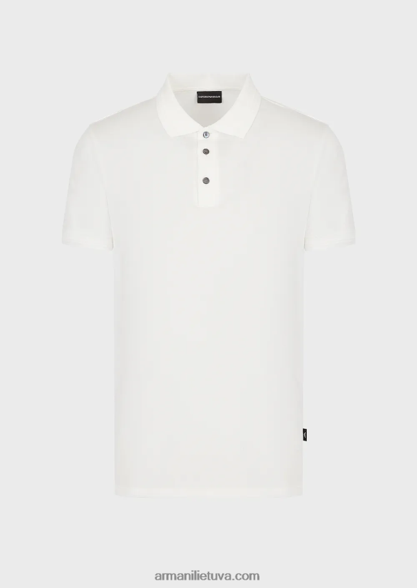 vyrų baltas Armani ploni polo marškinėliai su kontrastinga apdaila 02482X1541
