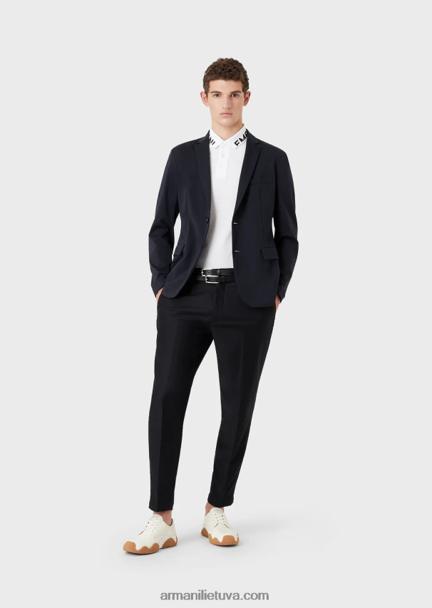 vyrų baltas logotipas Armani merserizuoti pique polo marškinėliai su logotipo apykakle 02482X1527