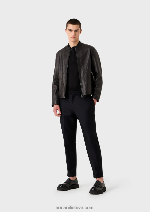 vyrų juodas Armani Kelionių reikmenys Tencel-blend trikotažiniai polo marškinėliai 02482X1524