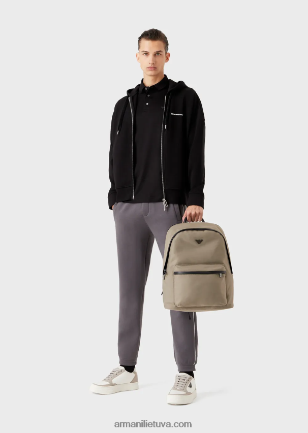 vyrų juodas Armani Tencel-blend trikotažiniai polo marškinėliai su mikro ereliu 02482X1565