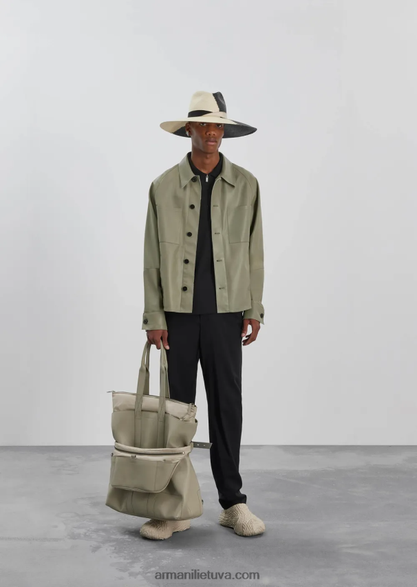 vyrų juodas Armani šviesūs vilnoniai polo marškinėliai su daliniu užtrauktuku 02482X1544