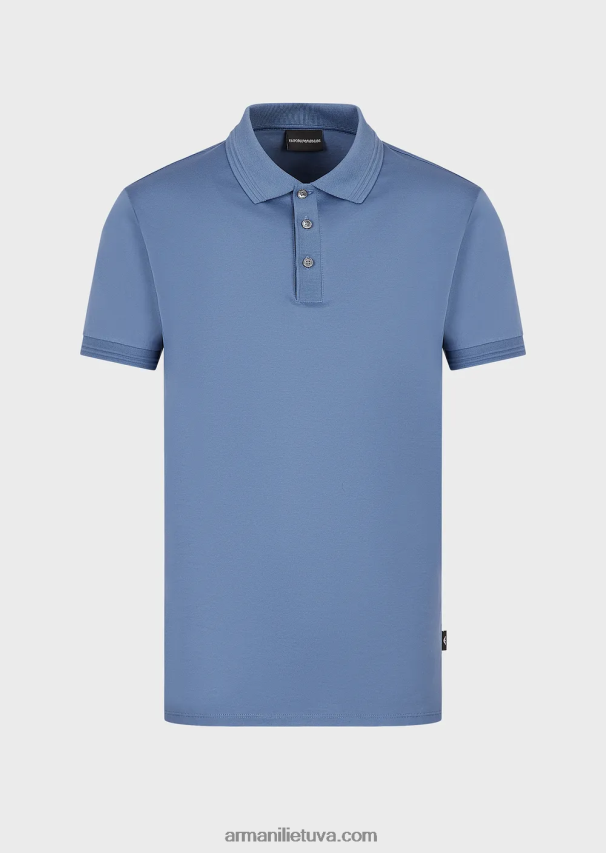 vyrų mėlyna Armani ploni polo marškinėliai su kontrastinga apdaila 02482X1542