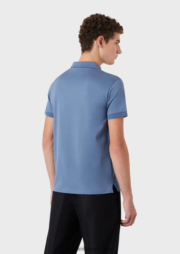 vyrų mėlyna Armani ploni polo marškinėliai su kontrastinga apdaila 02482X1542