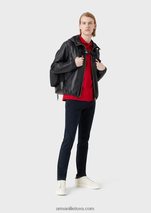 vyrų raudona Armani merserizuoti pique polo marškinėliai su mikro ereliu 02482X1562