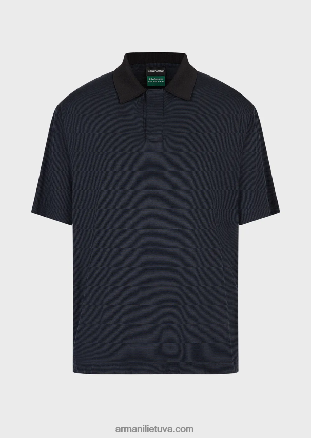 vyrų tamsiai mėlyna Armani dryžuoti grynos vilnos megztiniai polo marškinėliai 02482X1537
