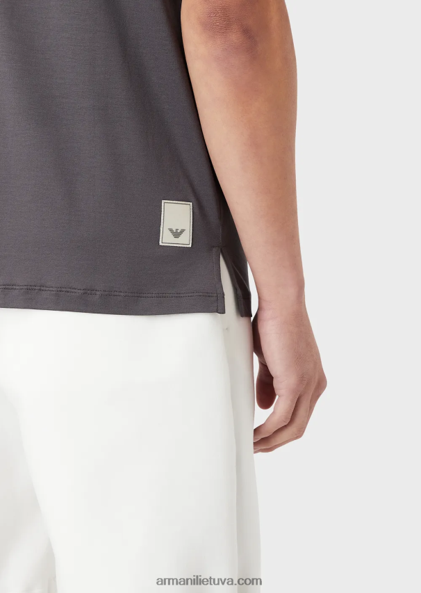 vyrų tamsiai pilka Armani Kelionių reikmenys Tencel-blend trikotažiniai polo marškinėliai 02482X1526